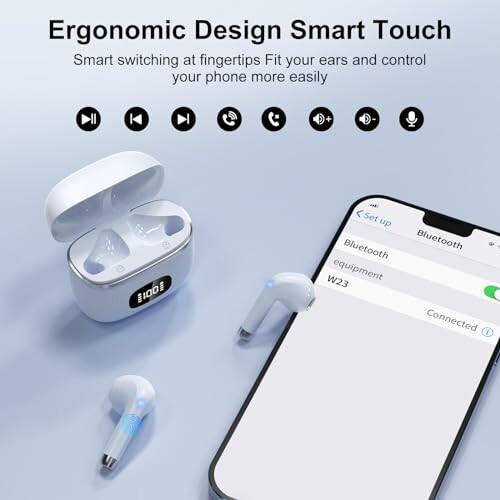 Wireless Earbuds Bluetooth Headphones 5.3 Bass Stereo Earphones, 40H Playtime Ear Buds with LED Power Display, Bluetooth Earbud with Noise Cancelling Mic IPX7 Waterproof Earbuds for iOS Android - 5