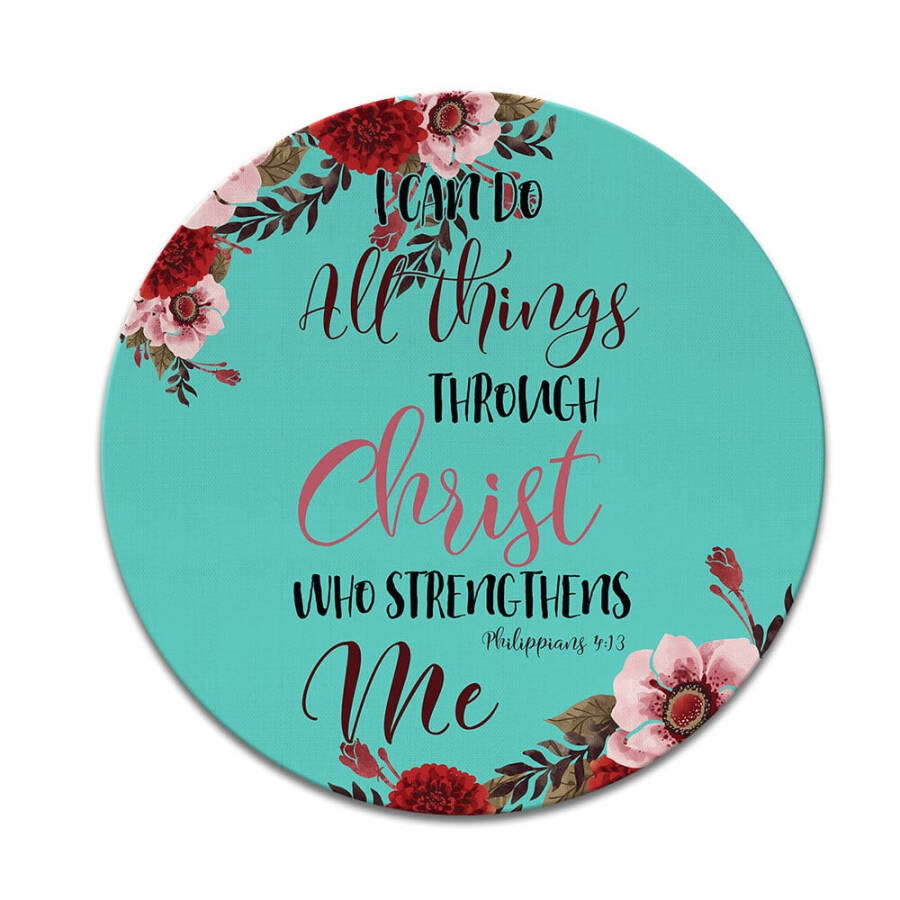 WIRESTER 7.88 inches Round Standard Mouse Pad, Non-Slip Mouse Pad for Home, Office, and Gaming Desk - Christian Bible Verses Philippians 4:13 - 7