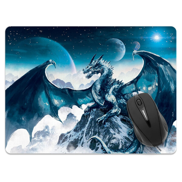 WIRESTER Super Size Rectangle Mouse Pad, Non-Slip X-Large Mouse Pad for Home, Office, and Gaming Desk - Blue Ice Dragon - 6