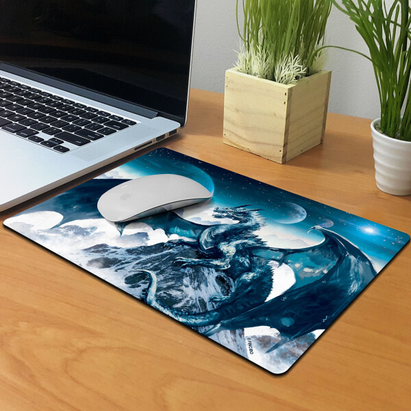 WIRESTER Super Size Rectangle Mouse Pad, Non-Slip X-Large Mouse Pad for Home, Office, and Gaming Desk - Blue Ice Dragon - 4