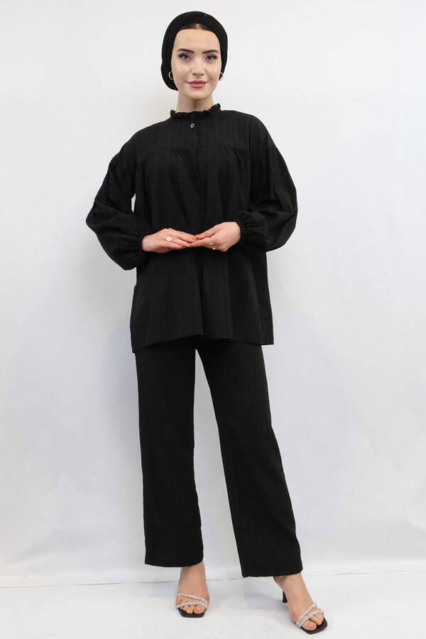 With Robe Double Suit Black - 1