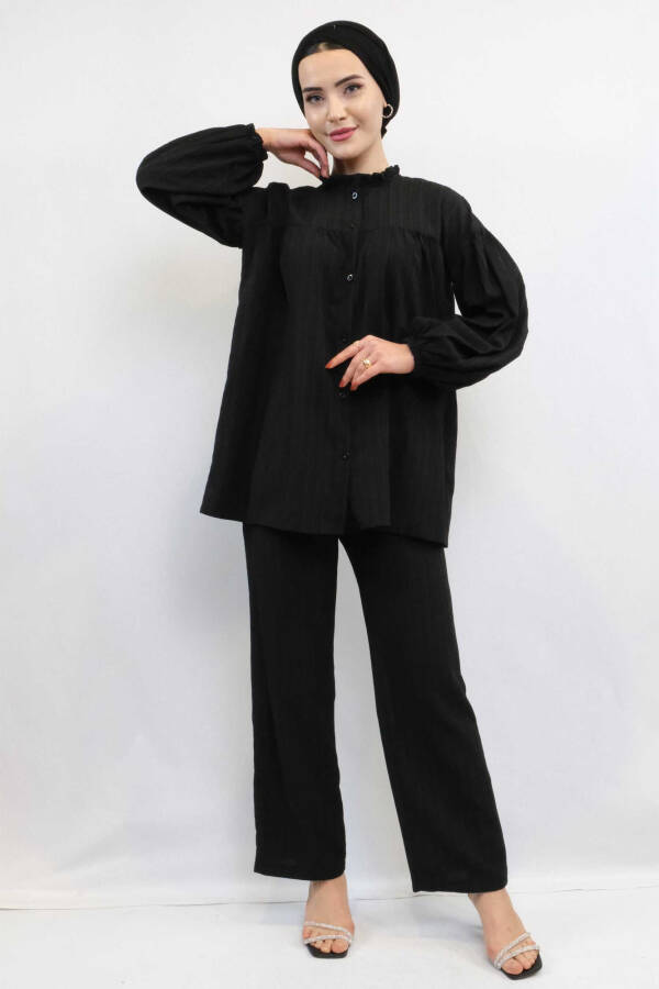 With Robe Double Suit Black - 3