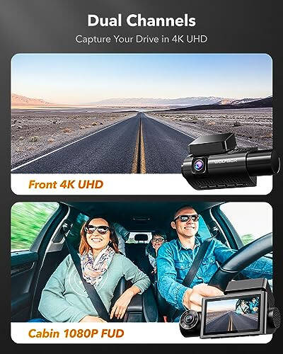 WOLFBOX i07 3 Channel Dash Cam Built-in WiFi GPS, 4K+1080P Dash Camera Front and Inside, 1440P+1080P+1080P Triple Car Camera with 3'' LCD Screen, 32GB Card Included, IR Night Vision, 24H Parking Mode - 8