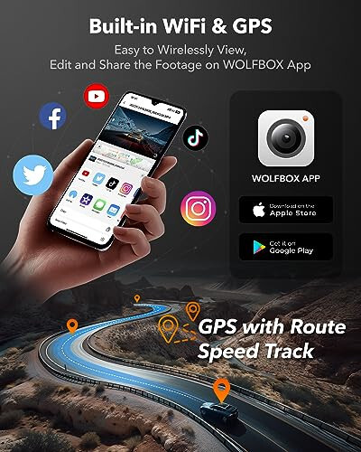 WOLFBOX i07 3 Kanal Dash Cam Dahili WiFi GPS, 4K+1080P Ön ve İç Dash Kamera, 1440P+1080P+1080P Üçlü Araba Kamerası 3'' LCD Ekranlı, 32GB Kart Dahil, IR Gece Görüşü, 24 Saat Park Modu - 11