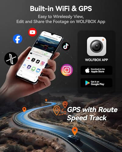 WOLFBOX i07 3 Kanal Dash Cam Dahili WiFi GPS, 4K+1080P Ön ve İç Dash Kamera, 1440P+1080P+1080P Üçlü Araba Kamerası 3'' LCD Ekranlı, 32GB Kart Dahil, IR Gece Görüşü, 24 Saat Park Modu - 6