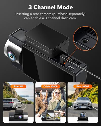 WOLFBOX i17 Dash Cam Ön İç, 4K+2.5K 5G WiFi Çift Dash Kamera 64GB Kartlı, 2160P UHD 3'' LCD Araç Kamerası, Süper IR Gece Görüşü, Akıllı Park Monyötörü, GPS, Döngü Kaydı - 3