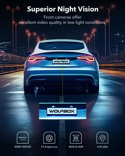 WOLFBOX i17 Dash Cam Ön İç, 4K+2.5K 5G WiFi Çift Dash Kamera 64GB Kartlı, 2160P UHD 3'' LCD Araç Kamerası, Süper IR Gece Görüşü, Akıllı Park Monyötörü, GPS, Döngü Kaydı - 6