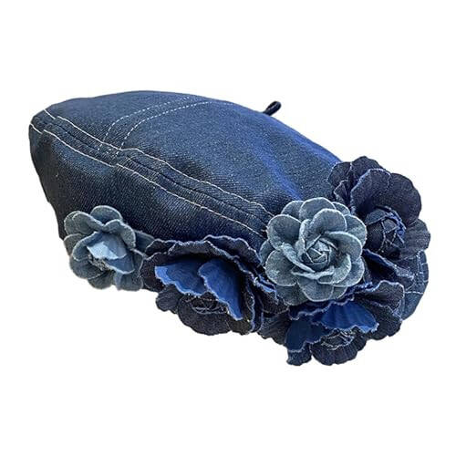 Women Beret Hat Denim Cap Comfortable Birthday Gift Headwear Costume Hat Painter Hat for Outdoor Holiday New Year Autumn - 15