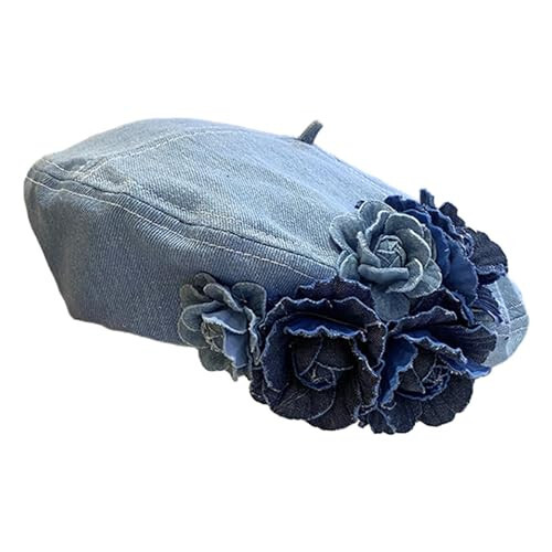 Women Beret Hat Denim Hat Stylish Casual Birthday Gift Painter Hat Costume Hat for New Year Traveling Party Summer Outdoor - 29