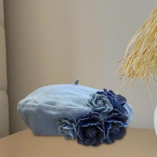 Women Beret Hat Denim Hat Stylish Casual Birthday Gift Painter Hat Costume Hat for New Year Traveling Party Summer Outdoor - 30