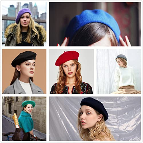 Women French Wool Beret Hats - Solid Color Classic Beanie Winter Cap - 5