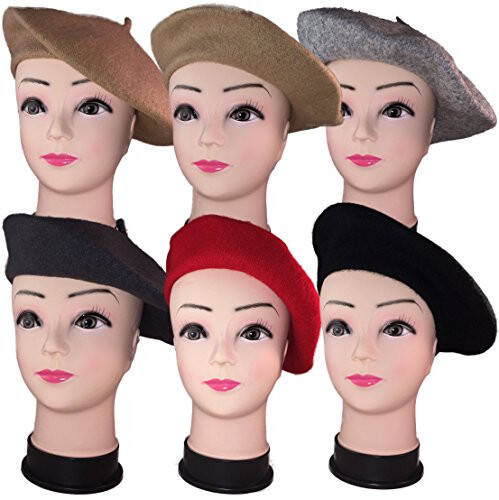 Women French Wool Beret Hats - Solid Color Classic Beanie Winter Cap - 7