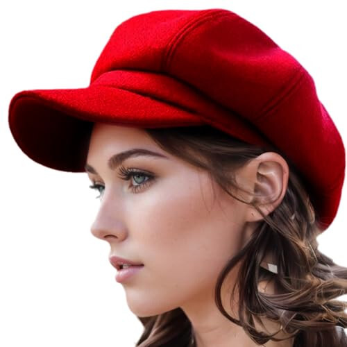 Women Newsboy Hat Octagonal Beret Cap, Girl Autumn and Winter Warm Beret Vintage Painter Hat - 37