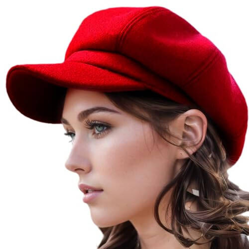 Women Newsboy Hat Octagonal Beret Cap, Girl Autumn and Winter Warm Beret Vintage Painter Hat - 37