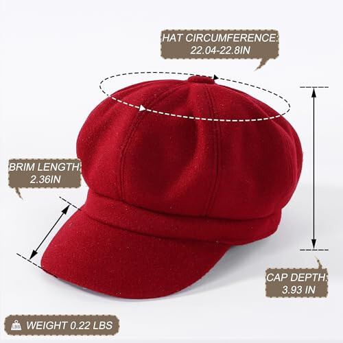 Women Newsboy Hat Octagonal Beret Cap, Girl Autumn and Winter Warm Beret Vintage Painter Hat - 38