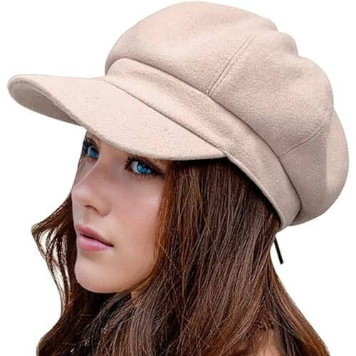 Women Newsboy Hat Octagonal Beret Cap, Girl Autumn and Winter Warm Beret Vintage Painter Hat - 31