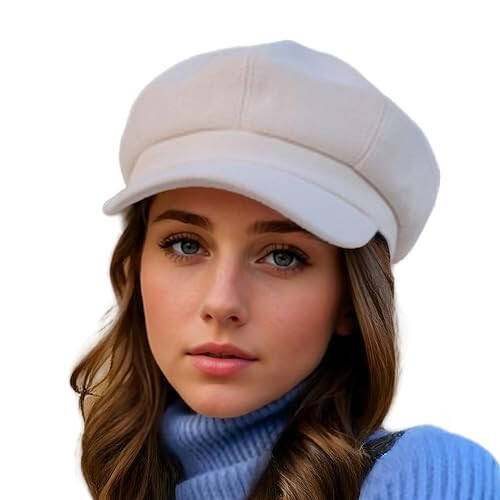 Women Newsboy Hat Octagonal Beret Cap, Girl Autumn and Winter Warm Beret Vintage Painter Hat - 32