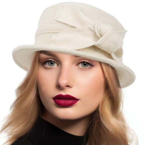 Women Vintage Felt Bucket Hat Winter Wool Dress Beret Hat - 1