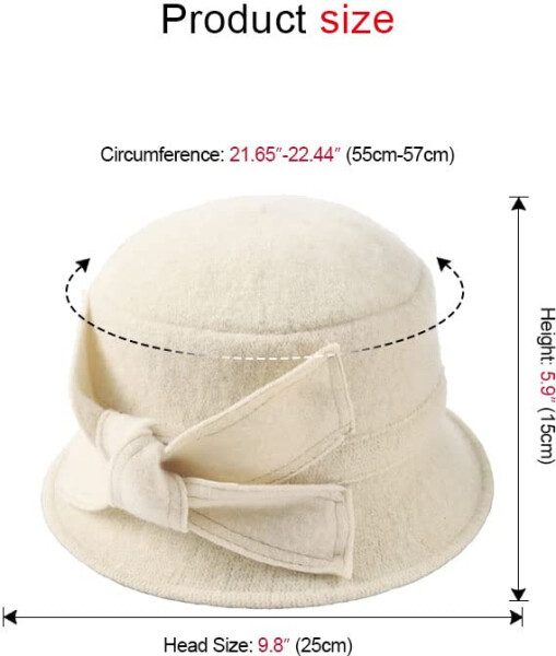 Women Vintage Felt Bucket Hat Winter Wool Dress Beret Hat - 2