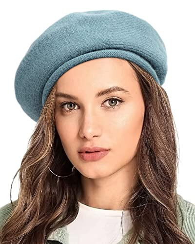 Women Wool Beret Hat French Style Winter Warm Solid Color Classic Knit Beret Cap - 1