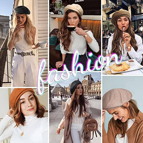 Women Wool Beret Hat French Style Winter Warm Solid Color Classic Knit Beret Cap - 6