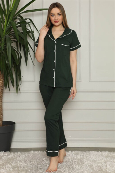 Women's 100% Cotton Front Button Short Sleeve Pajamas Suit 2823 - 1