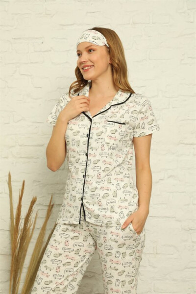 Women's 100% Cotton Front Button Short Sleeve Pajamas Suit 2842 - 1