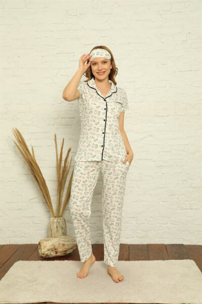 Women's 100% Cotton Front Button Short Sleeve Pajamas Suit 2842 - 2