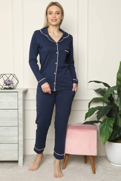 Women's 100% Cotton Jersey Button-Down Long Sleeve Pajama Set 2713 - 5