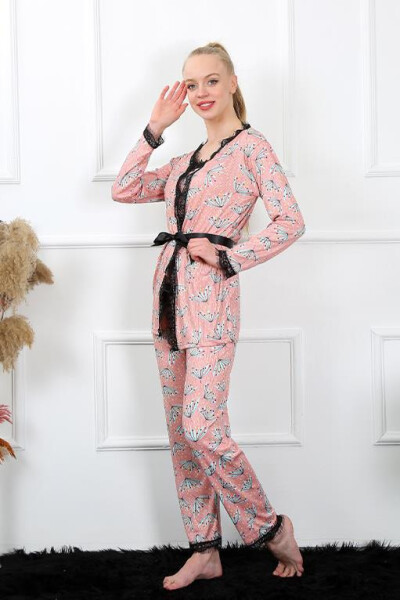 Women's 3-pack Salmon Dressing Gown Pajamas Set 16103 - 7