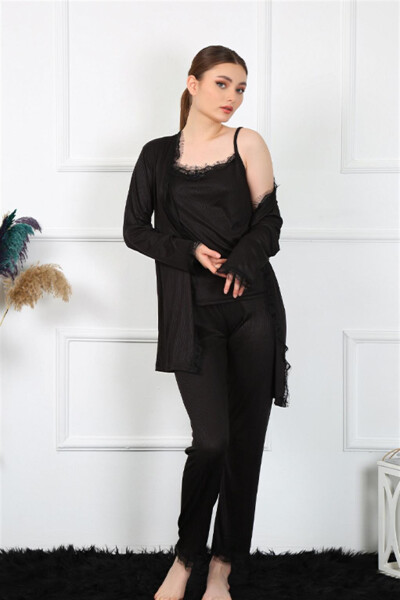 Women's 3-piece Black Dressing Gown 16108 - 1