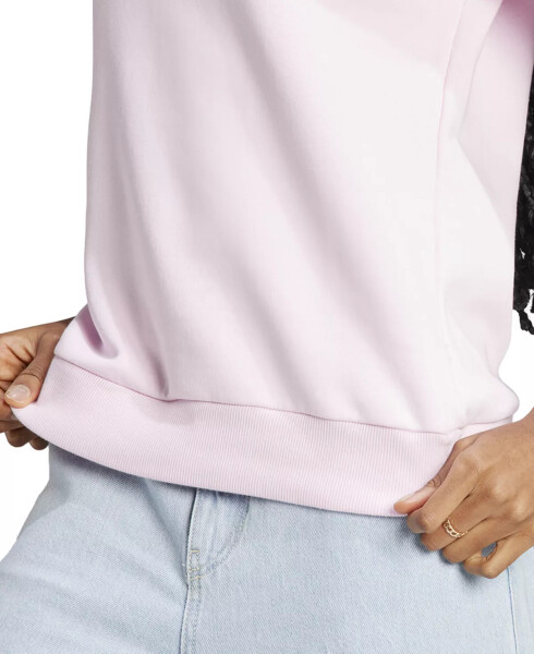 Women's 3-Stripe Cotton Fleece Crewneck Sweatshirt Clear Pink/white - 5