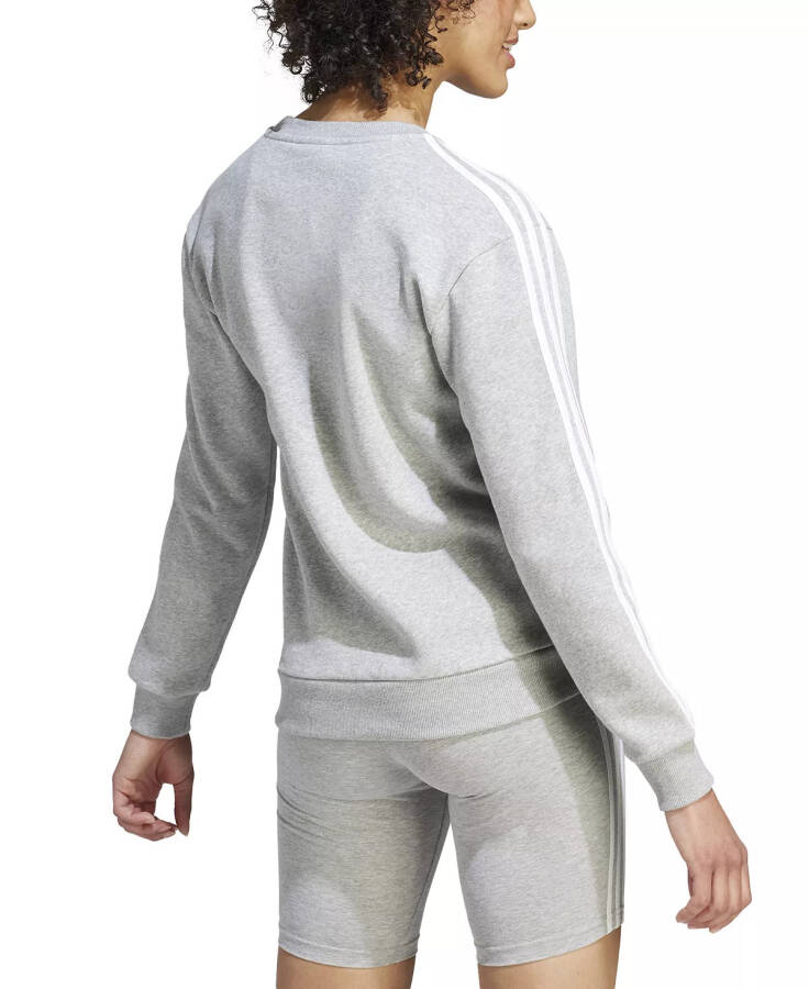 Women's 3-Stripe Cotton Fleece Crewneck Sweatshirt Medium Grey Heather/white - 3