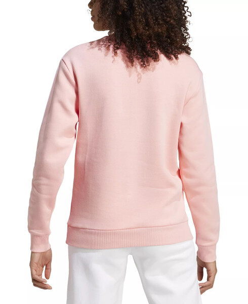 Women's 3-Stripe Cotton Fleece Crewneck Sweatshirt, Semi Pink Spark - 4