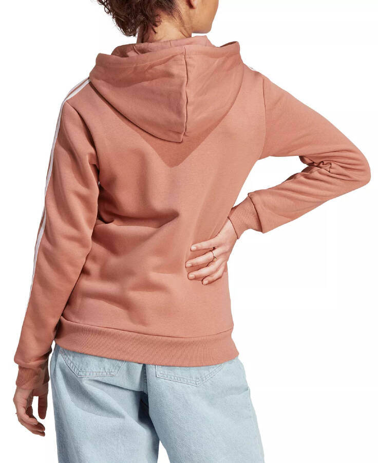 Women's 3-Stripe Cotton Fleece Full-Zip Hoodie Sweatshirt Clay Strata/clear Pink - 2