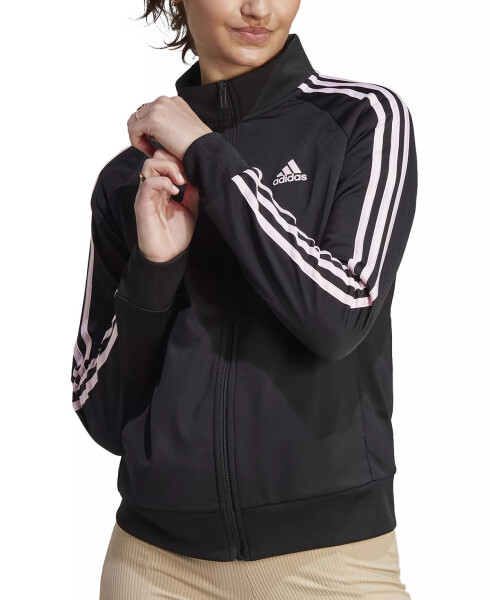 Women's 3-Stripe Tricot Track Jacket, XS-4X Black/clear Pink - 1