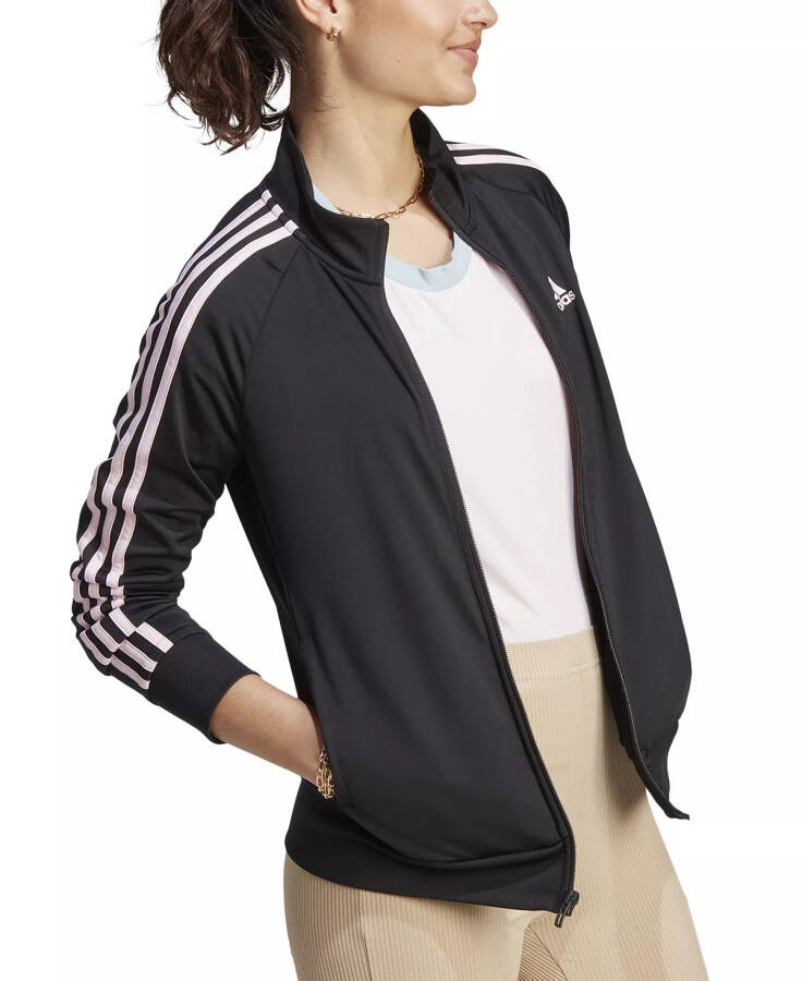 Women's 3-Stripe Tricot Track Jacket, XS-4X Black/clear Pink - 3