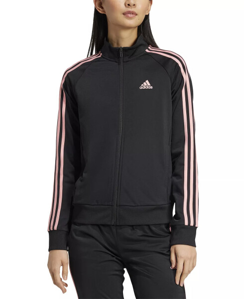 Women's 3-Stripe Tricot Track Jacket, XS-4X Black/semi Pink Spark - 1