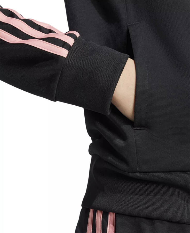 Women's 3-Stripe Tricot Track Jacket, XS-4X Black/semi Pink Spark - 4