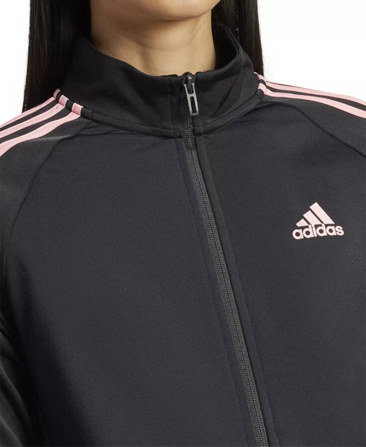 Women's 3-Stripe Tricot Track Jacket, XS-4X Black/semi Pink Spark - 5