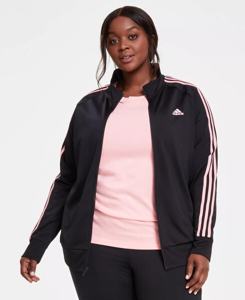 Women's 3-Stripe Tricot Track Jacket, XS-4X Black/semi Pink Spark - 6