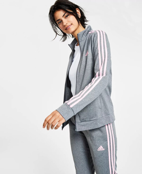 Women's 3-Stripe Tricot Track Jacket, XS-4X Grey Six Mel - 2