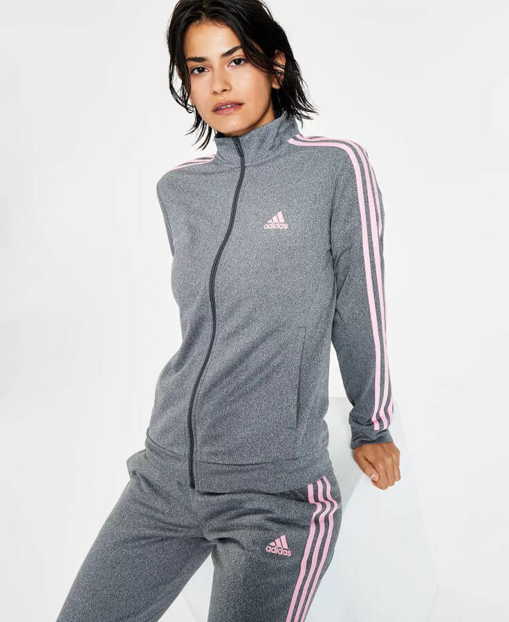 Women's 3-Stripe Tricot Track Jacket, XS-4X Grey Six Mel - 4