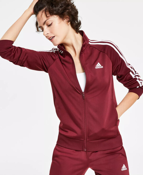 Women's 3-Stripe Tricot Track Jacket, XS-4X Shadow Red/white - 1