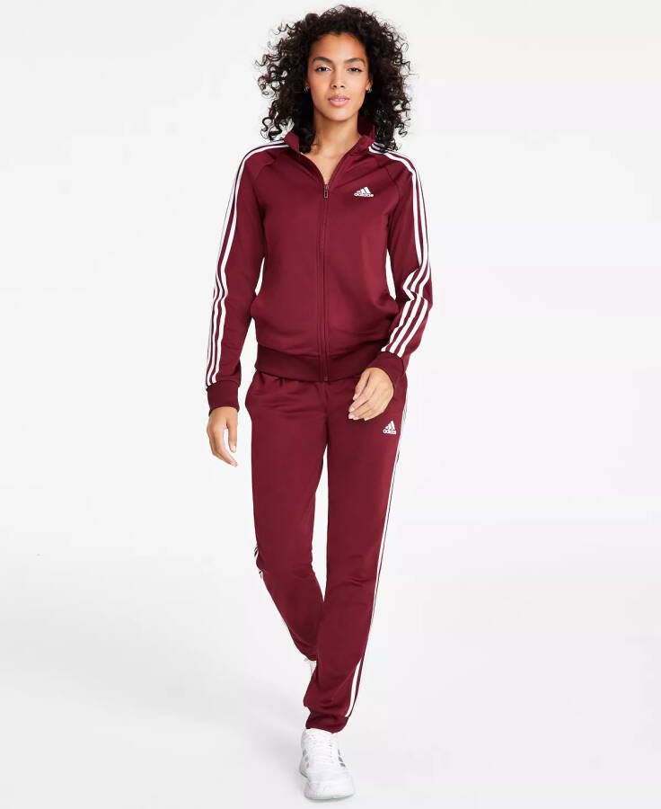 Women's 3-Stripe Tricot Track Jacket, XS-4X Shadow Red/white - 3