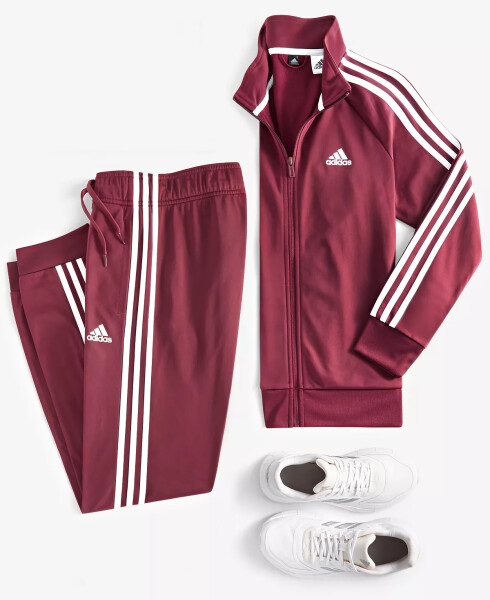 Women's 3-Stripe Tricot Track Jacket, XS-4X Shadow Red/white - 4