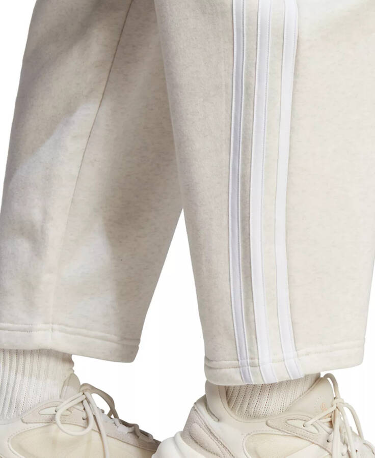 Women's 3-Stripes Open Hem Fleece Joggers Off White Mel/white - 4