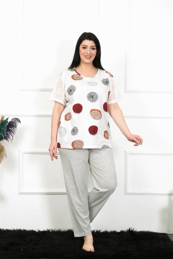 Women's 5XL-6XL-7XL-8XL Large Size Short Sleeve Pajamas Suit 75002 - 1