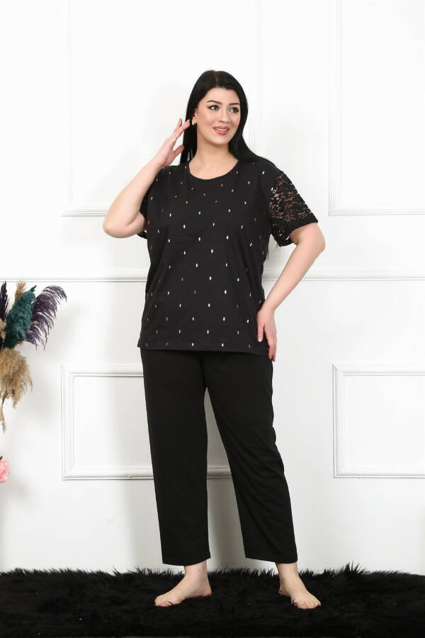 Women's 5XL-6XL-7XL-8XL Large Size Short Sleeve Pajamas Suit 75006 - 3