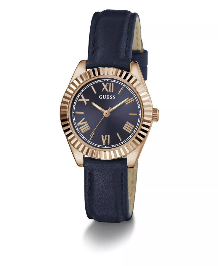 Women's Analog Blue Genuine Leather Watch 30mm Blue - 5